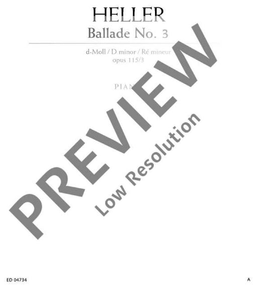 Ballade No. 3 D minor op. 115 黑勒．史提芬 敘事曲 小調 鋼琴獨奏 朔特版 | 小雅音樂 Hsiaoya Music