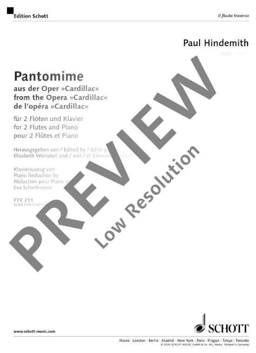 Pantomime from the Opera 'Cardillac' 辛德密特 歌劇 長笛 2把以上加鋼琴 朔特版 | 小雅音樂 Hsiaoya Music