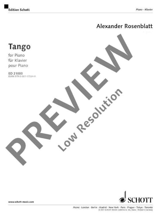 Tango 羅森布拉特．亞歷山大 探戈 鋼琴獨奏 朔特版 | 小雅音樂 Hsiaoya Music
