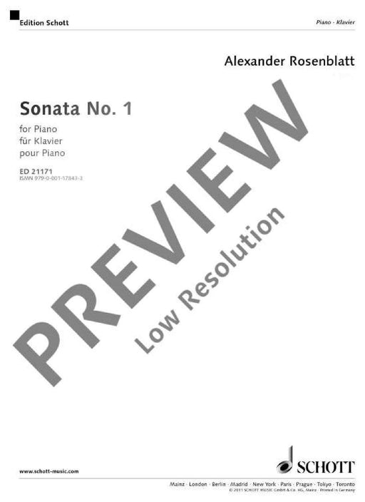 Sonata No. 1 羅森布拉特．亞歷山大 奏鳴曲 鋼琴獨奏 朔特版 | 小雅音樂 Hsiaoya Music
