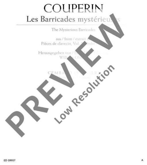The Mysterious Barricades from Pièces de clavecin, Vol. 2, Ordre No. 6 庫普蘭弗朗索瓦 鋼琴獨奏 朔特版 | 小雅音樂 Hsiaoya Music