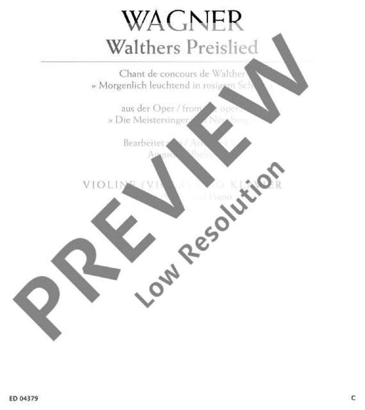 Walthers Preislied WWV 96 from the opera The Master-Singers of Nuremberg 華格納．理查 歌劇紐倫堡的名歌手 小提琴加鋼琴 朔特版 | 小雅音樂 Hsiaoya Music