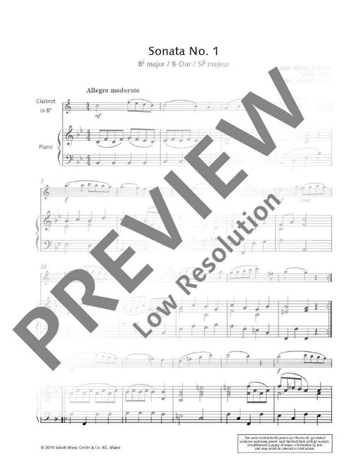 Sonata No. 1 from: Méthode de Clarinette 勒費佛 奏鳴曲 頌歌 豎笛 1把以上加鋼琴 朔特版 | 小雅音樂 Hsiaoya Music