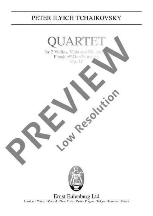 Quartet No. 2 F major op. 22 CW 91 柴科夫斯基．彼得 四重奏 大調 總譜 歐伊倫堡版 | 小雅音樂 Hsiaoya Music