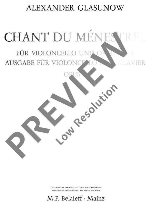 Chant du Ménestrel op. 71 for cello and orchestra 葛拉祖諾夫 聖歌 大提琴管弦樂團 大提琴加鋼琴 | 小雅音樂 Hsiaoya Music