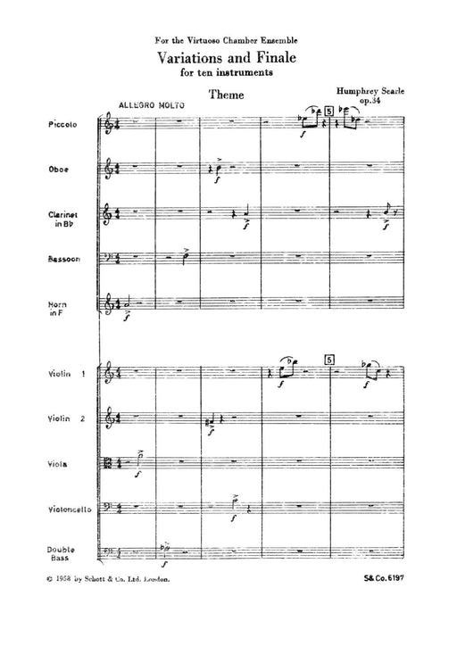 Variations and Finale op. 34 瑟爾 變奏曲終曲 總譜 朔特版 | 小雅音樂 Hsiaoya Music