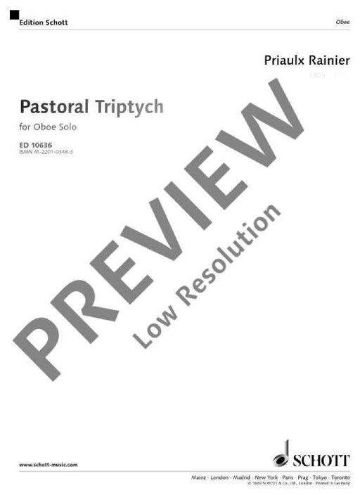 Pastoral Triptych for solo oboe 瑞妮爾 田園曲 雙簧管 雙簧管獨奏 朔特版 | 小雅音樂 Hsiaoya Music