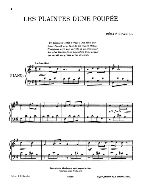 Les Plaintes d'une Poupée 法朗克．賽札爾 鋼琴獨奏 朔特版 | 小雅音樂 Hsiaoya Music