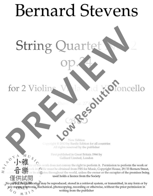 String Quartet No. 2 斯提文斯˙貝納德 弦樂四重奏 | 小雅音樂 Hsiaoya Music