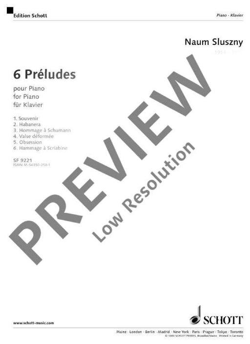 6 Preludes 前奏曲 鋼琴獨奏 朔特版 | 小雅音樂 Hsiaoya Music