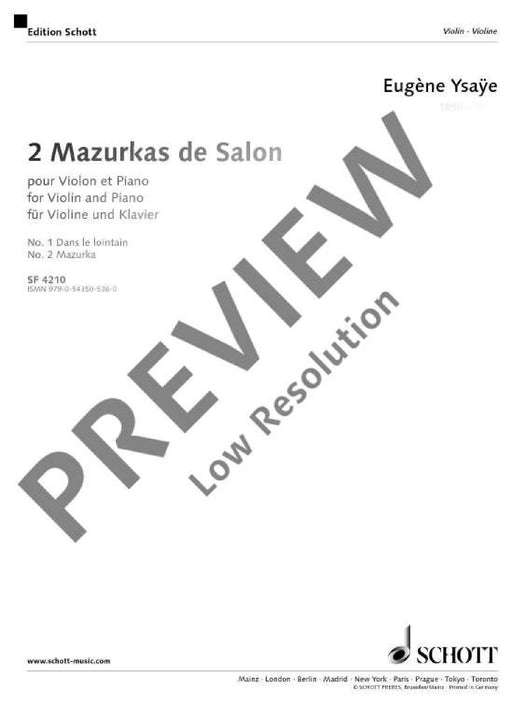 2 Mazurkas de Salon 伊撒意 馬祖卡 小提琴加鋼琴 朔特版 | 小雅音樂 Hsiaoya Music