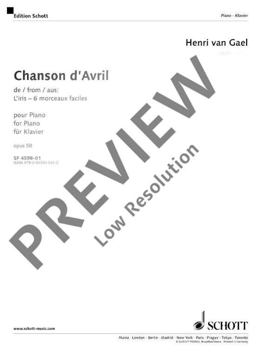 Chanson d'avril op. 58 (L'Iris) 鋼琴獨奏 朔特版 | 小雅音樂 Hsiaoya Music