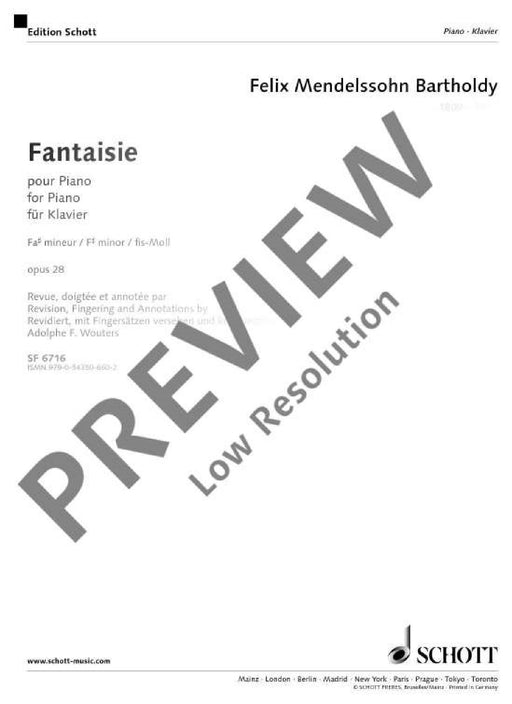 Fantaisie en fa dièse mineur op. 28 孟德爾頌．菲利克斯 鋼琴獨奏 朔特版 | 小雅音樂 Hsiaoya Music