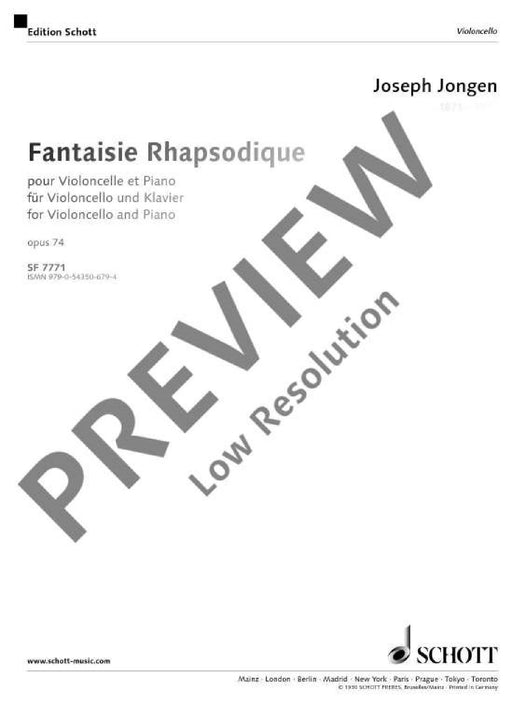 Fantaisie Rhapsodique op. 74 容根約瑟夫 大提琴加鋼琴 朔特版 | 小雅音樂 Hsiaoya Music