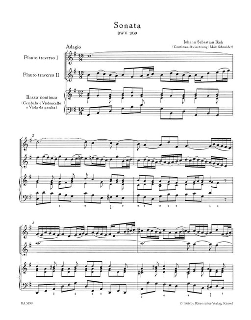 Trio Sonata for Two Flutes and Basso Continuo G major BWV 1039 巴赫約翰瑟巴斯提安 三重奏鳴曲 長笛 騎熊士版 | 小雅音樂 Hsiaoya Music