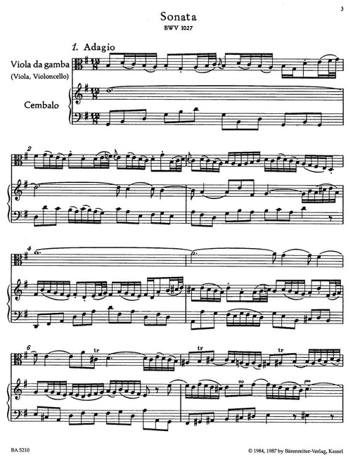Three Sonatas for Violoncello and Harpsichord (according to BWV 1027-1029) 巴赫約翰瑟巴斯提安 奏鳴曲 大提琴 大鍵琴 騎熊士版 | 小雅音樂 Hsiaoya Music