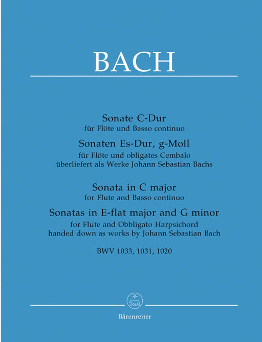 Sonata in C major for Flute and Basso Continuo / Sonatas in E-flat major and G minor for Flute and Obbligato Harpsichord BWV 1033, 1031, 1020 (handed down as works by Johann Sebastian Bach) 巴赫約翰瑟巴斯提安 奏鳴曲 長笛 大鍵琴 騎熊士版 | 小雅音樂 Hsiaoya Music