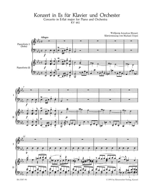 Concerto for Piano and Orchestra Nr. 22 E-flat major K. 482 莫札特 協奏曲 鋼琴 管弦樂團 騎熊士版 | 小雅音樂 Hsiaoya Music