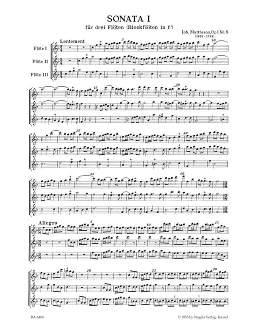 acht Sonaten für 3 Altblockflöte op. 1/3-10 馬特宗 騎熊士版 | 小雅音樂 Hsiaoya Music