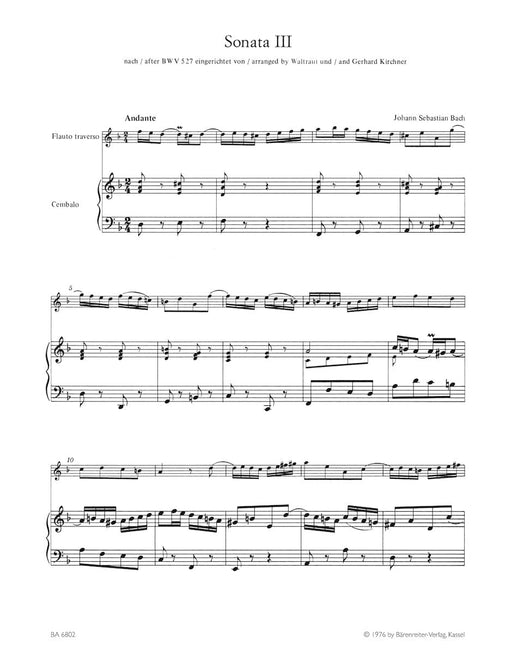 Six Sonatas after BWV 525-530 for Flute and Harpsichord Obbligato -Volume II: Sonatas 3 and 4- 巴赫約翰瑟巴斯提安 奏鳴曲 長笛 大鍵琴 奏鳴曲 騎熊士版 | 小雅音樂 Hsiaoya Music