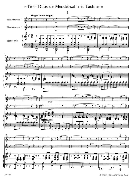 "Trois Duos de Mendelssohn et Lachner" for Two Flutes and Piano op. 33 二重奏 長笛 鋼琴 騎熊士版 | 小雅音樂 Hsiaoya Music