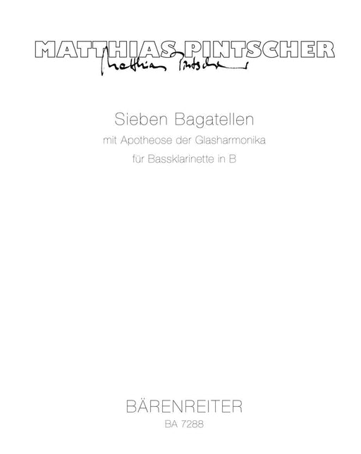 sieben Bagatellen mit Apotheose der Glasharmonika für Bassklarinette in B (1993 (rev. 2001)) 音樂小品 騎熊士版 | 小雅音樂 Hsiaoya Music