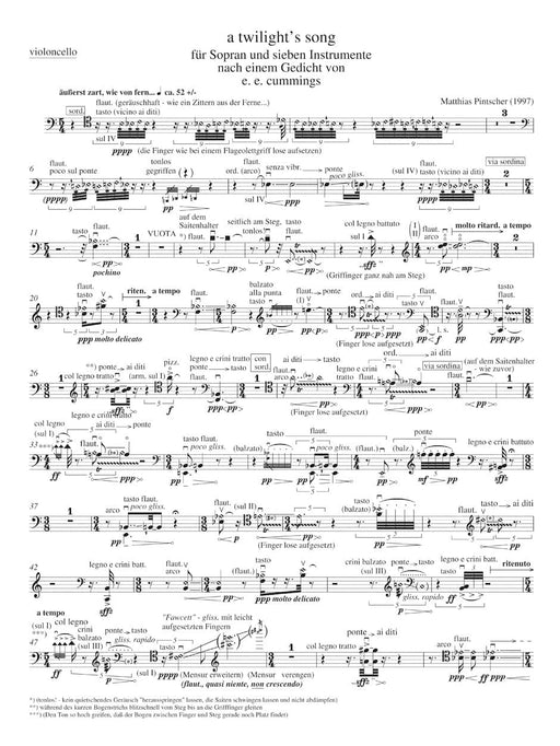 a twilight's song für Sopran und sieben Instrumente (1997) 騎熊士版 | 小雅音樂 Hsiaoya Music