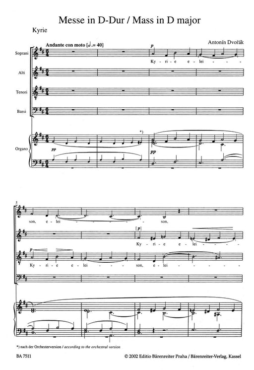 Mass D major op. 86 (Arranged for Soloists, Choir and Organ) 德弗札克 彌撒曲 獨奏 管風琴 騎熊士版 | 小雅音樂 Hsiaoya Music