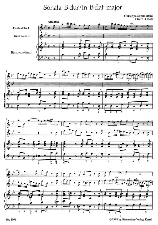 Sonate B-Dur (Triosonate) 薩瑪悌尼朱塞佩 三重奏 騎熊士版 | 小雅音樂 Hsiaoya Music