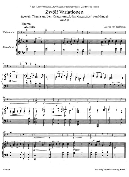 Variations for Pianoforte and Violoncello op. 66, WoO 45, WoO 46 貝多芬 詠唱調 鋼琴 大提琴 騎熊士版 | 小雅音樂 Hsiaoya Music