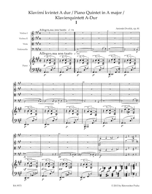 Piano Quintet A major op. 81 德弗札克 鋼琴 五重奏 騎熊士版 | 小雅音樂 Hsiaoya Music