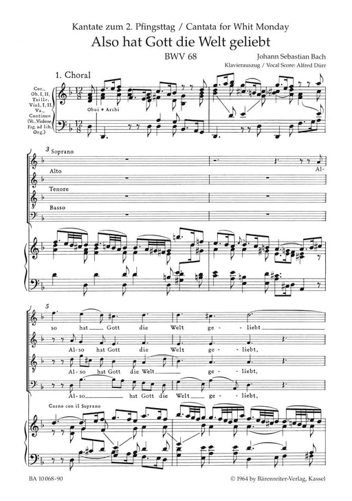 Also hat Gott die Welt geliebt BWV 68 -Cantata for Whit Monday- Cantata for Whit Monday 巴赫約翰瑟巴斯提安 清唱劇 騎熊士版 | 小雅音樂 Hsiaoya Music