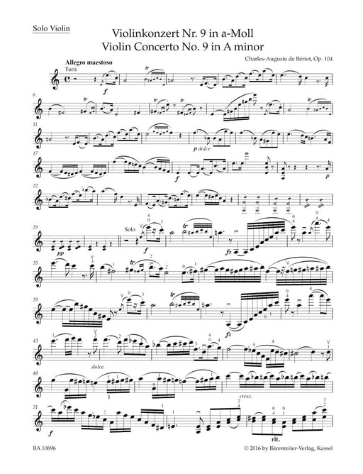 Violinkonzert Nr. 9 A minor op. 104 (Arranged for Violin and Piano) 貝里歐奧古斯特 小提琴協奏曲 小提琴 鋼琴 騎熊士版 | 小雅音樂 Hsiaoya Music