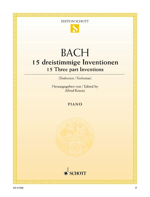 15 Three-Part Inventions BWV 787-801 Symphonies 巴赫約翰‧瑟巴斯提安 三聲部 創意曲 交響曲 鋼琴獨奏 朔特版 | 小雅音樂 Hsiaoya Music