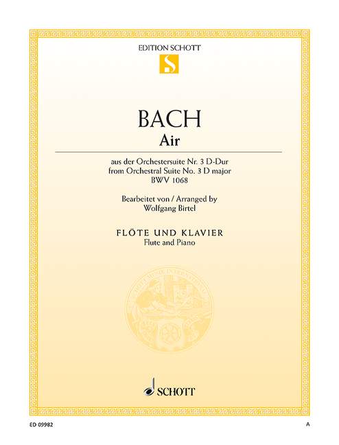 Air BWV 1068 from the Orchestral Suite No. 3 巴赫約翰‧瑟巴斯提安 管弦樂團組曲 長笛加鋼琴 朔特版 | 小雅音樂 Hsiaoya Music
