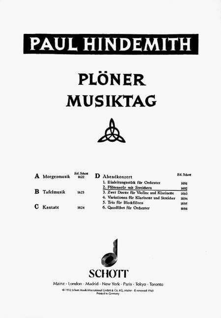 Plöner Musiktag The Evening Concert - No. 2 辛德密特 音樂會 長笛加管弦樂團 朔特版 | 小雅音樂 Hsiaoya Music
