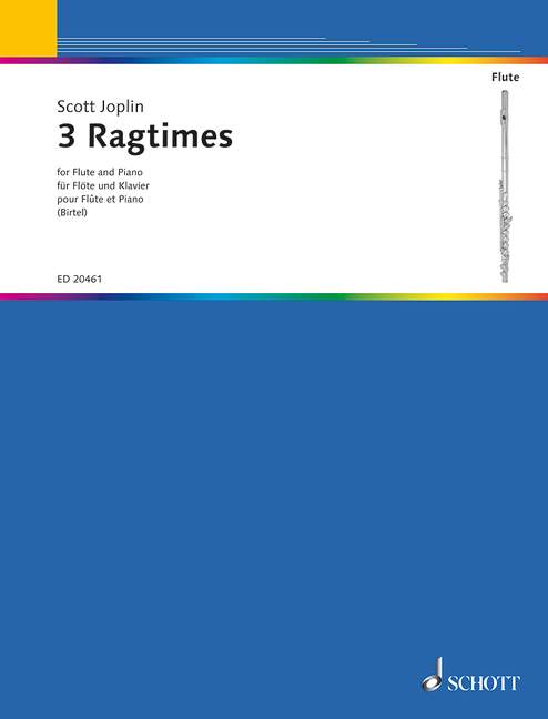 3 Ragtimes 喬普林 繁音拍子 長笛加鋼琴 朔特版 | 小雅音樂 Hsiaoya Music