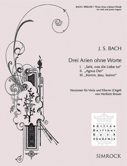Drei Arien ohne Worte Versionen fu?r Viola und Klavier (Orgel) 巴赫約翰‧瑟巴斯提安 中提琴 中提琴加鋼琴 | 小雅音樂 Hsiaoya Music