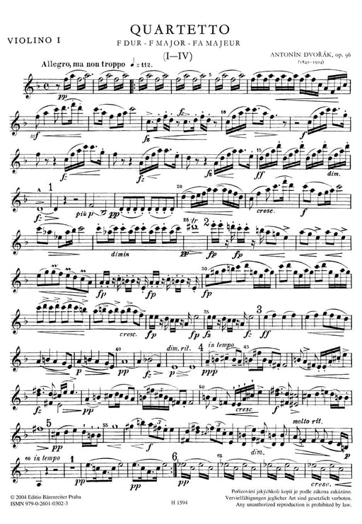 String Quartet Nr. 12 F-Dur op. 96 德弗札克 弦樂四重奏 騎熊士版 | 小雅音樂 Hsiaoya Music