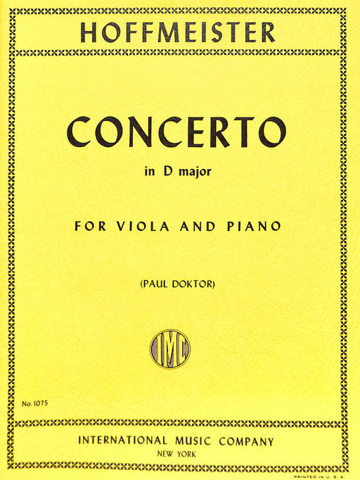 Concerto in D Major (revised) 霍夫麥斯特 協奏曲 大調 中提琴 (含鋼琴伴奏) 國際版 | 小雅音樂 Hsiaoya Music