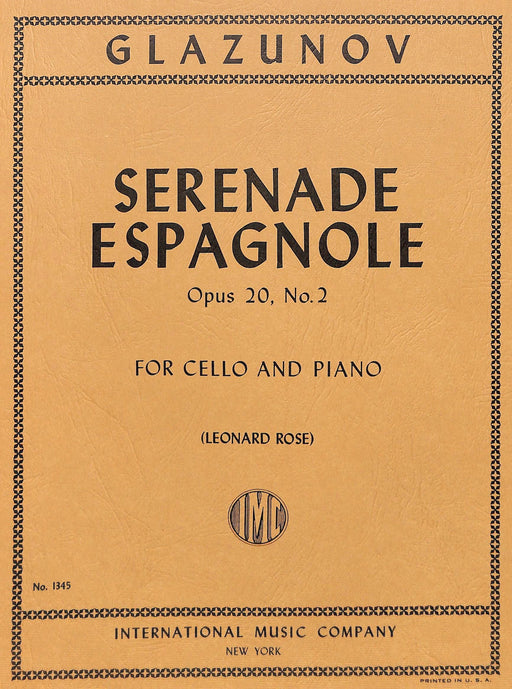 Serenade Espagnole, Opus 20, No. 2 葛拉祖諾夫 西班牙小夜曲作品 大提琴 (含鋼琴伴奏) 國際版 | 小雅音樂 Hsiaoya Music