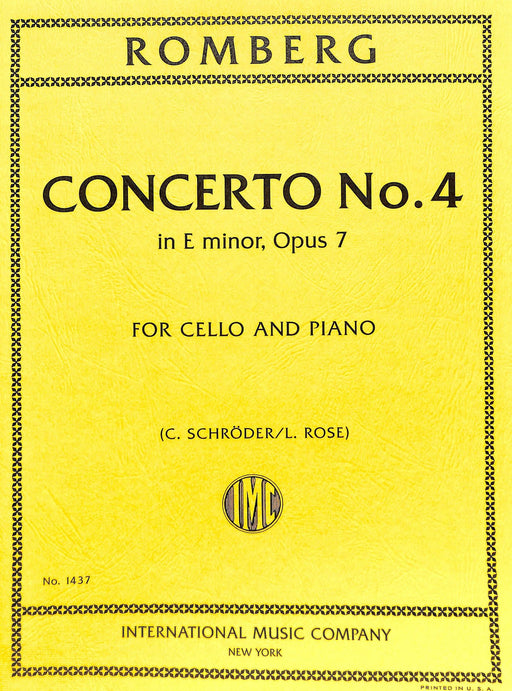 Concerto No. 4 in E minor, Opus 7 隆貝爾格伯恩哈德 協奏曲 小調作品 大提琴 (含鋼琴伴奏) 國際版 | 小雅音樂 Hsiaoya Music