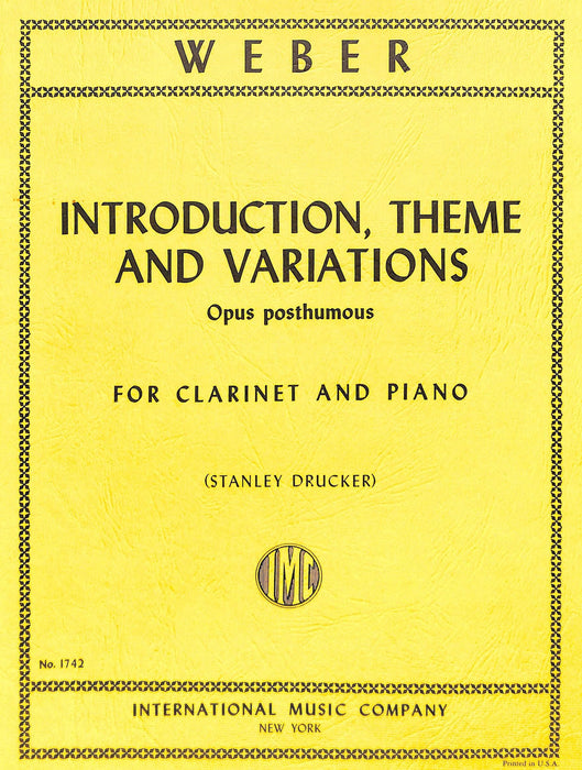 Introduction, Theme and Variations (Op. posth.) 韋伯卡爾 導奏主題變奏曲 豎笛 (含鋼琴伴奏) 國際版 | 小雅音樂 Hsiaoya Music