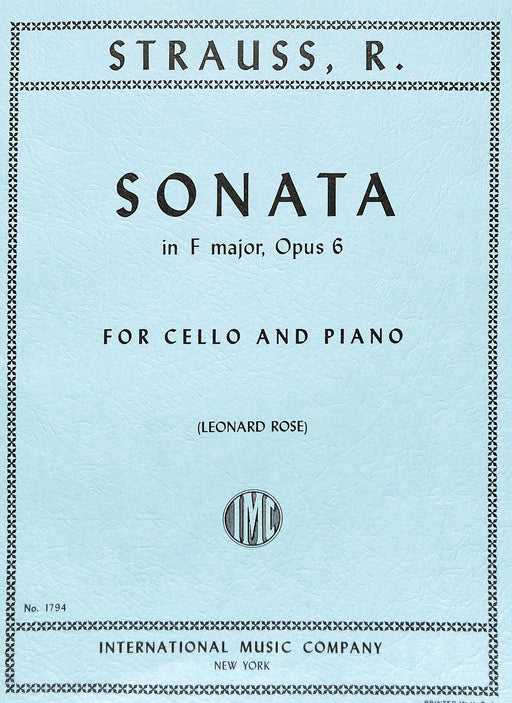 Sonata in F major, Op. 6 史特勞斯理查 奏鳴曲 大調 大提琴 (含鋼琴伴奏) 國際版 | 小雅音樂 Hsiaoya Music