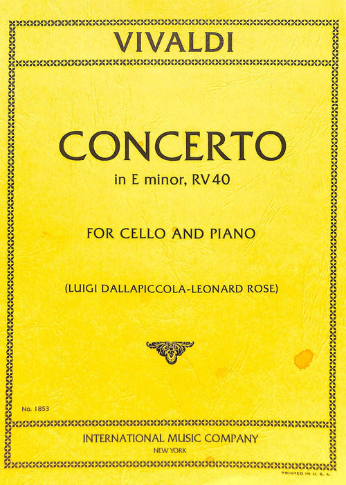Concerto in E minor (Sonata No. 5 from Six Sonatas, RV 40) 韋瓦第 協奏曲 小調奏鳴曲 奏鳴曲 大提琴 (含鋼琴伴奏) 國際版 | 小雅音樂 Hsiaoya Music