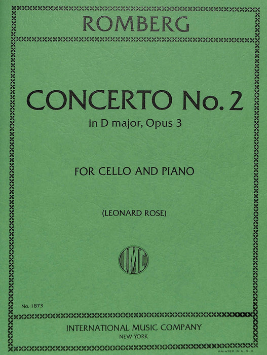 Concerto No. 2 in D Major, Opus 3 隆貝爾格伯恩哈德 協奏曲 大調作品 大提琴 (含鋼琴伴奏) 國際版 | 小雅音樂 Hsiaoya Music