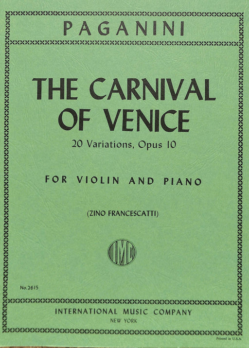 Carnival of Venice, 20 Variations, Opus 10 變奏曲作品 小提琴 (含鋼琴伴奏) 國際版 | 小雅音樂 Hsiaoya Music