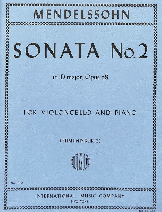 Sonata No. 2 in D Major, Opus 58 孟德爾頌菲利克斯 奏鳴曲 大調作品 大提琴 (含鋼琴伴奏) 國際版 | 小雅音樂 Hsiaoya Music