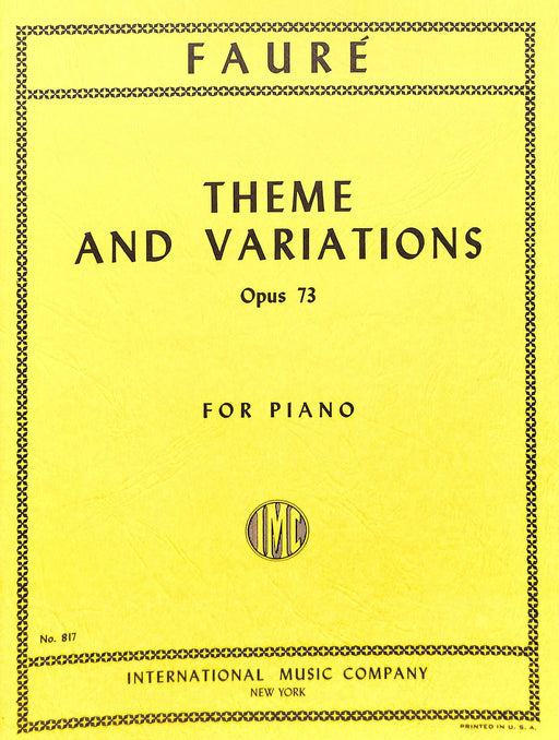 Theme & Variations, Opus 73 佛瑞 主題變奏曲作品 鋼琴獨奏 國際版 | 小雅音樂 Hsiaoya Music