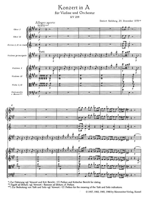 Concerto for Violin and Orchestra Nr. 5 A major K. 219 莫札特 協奏曲 小提琴 管弦樂團 騎熊士版 | 小雅音樂 Hsiaoya Music